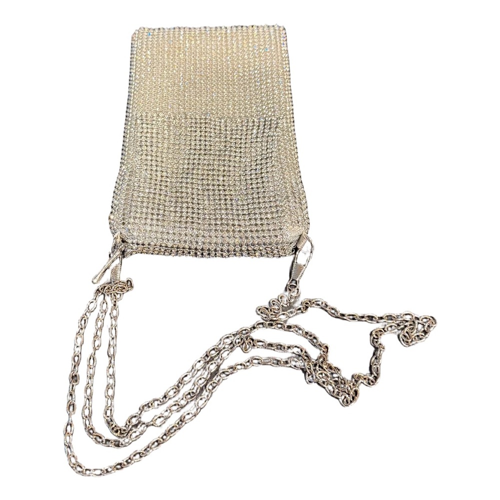 Rhinestone Phone Crossbody Bag Sparkly Diamond Crystal Mini Purse Silver Evenin - Picture 10 of 10